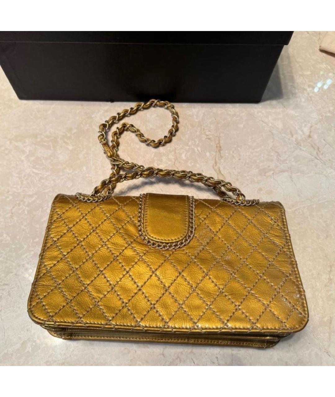 CHANEL Горчичная кожаная сумка через плечо, фото 3