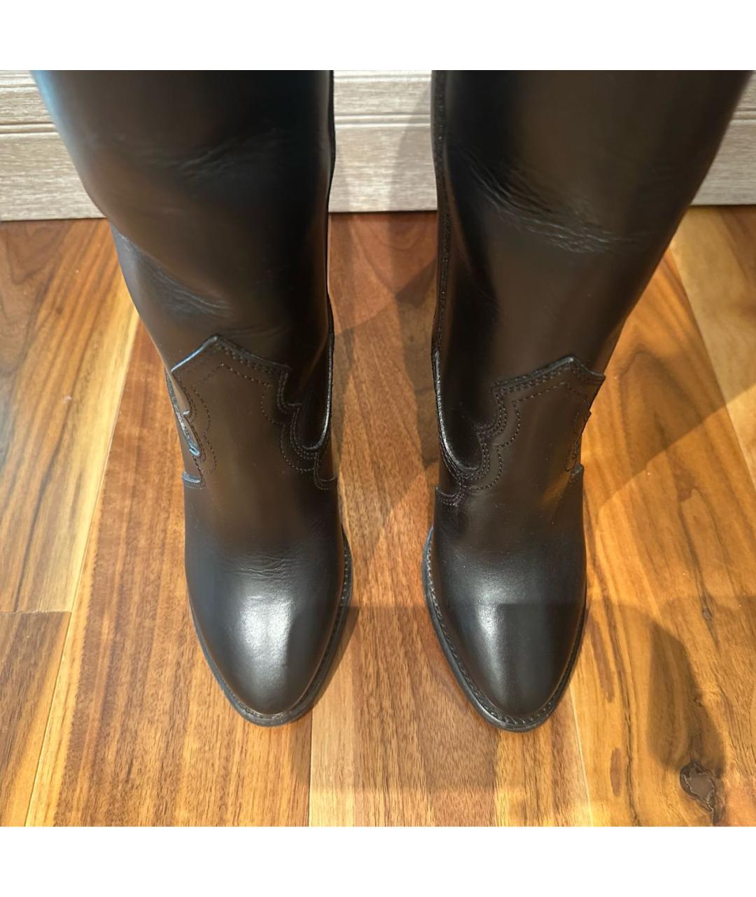 SAINT LAURENT Черные кожаные сапоги, фото 3