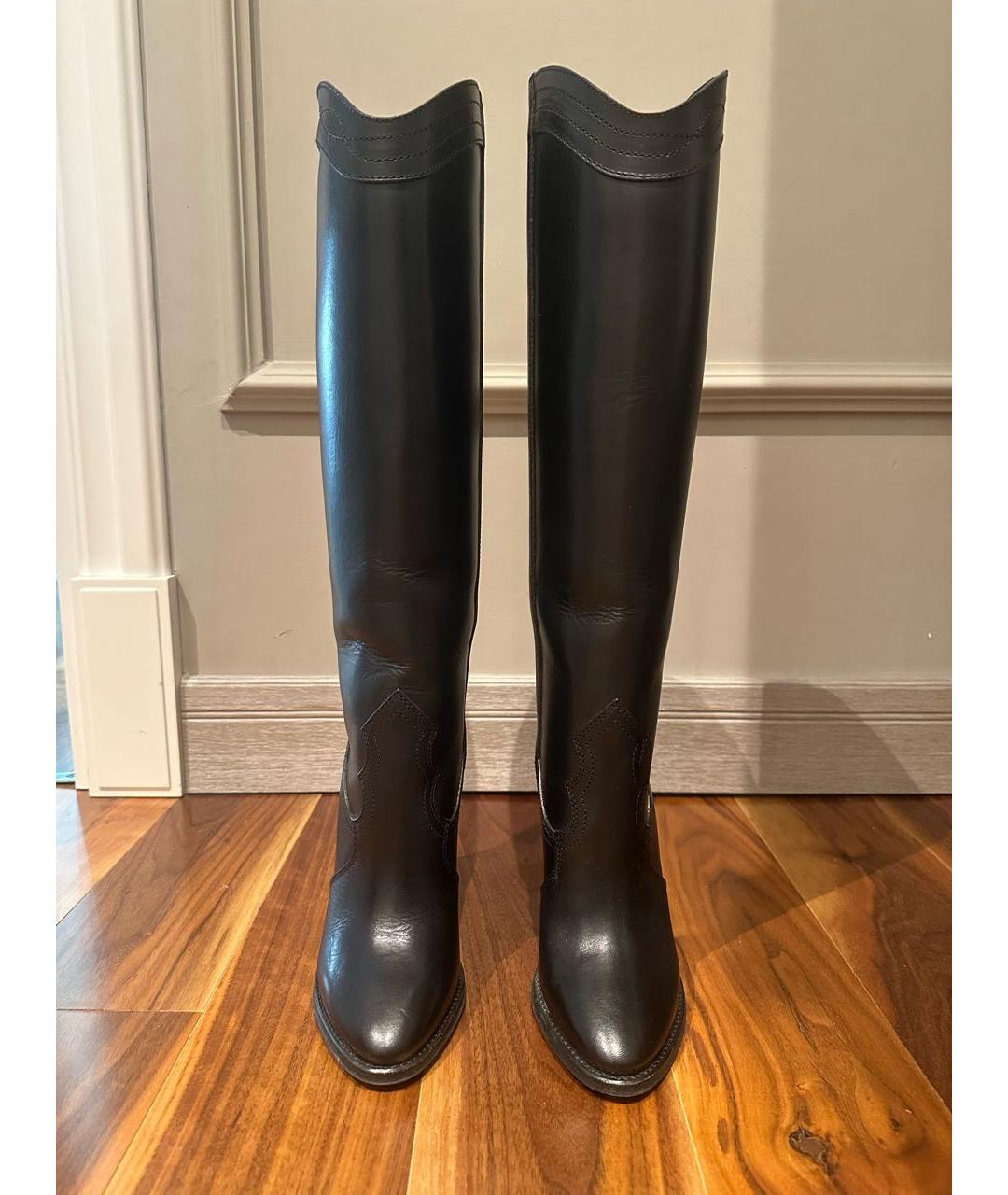 SAINT LAURENT Черные кожаные сапоги, фото 2