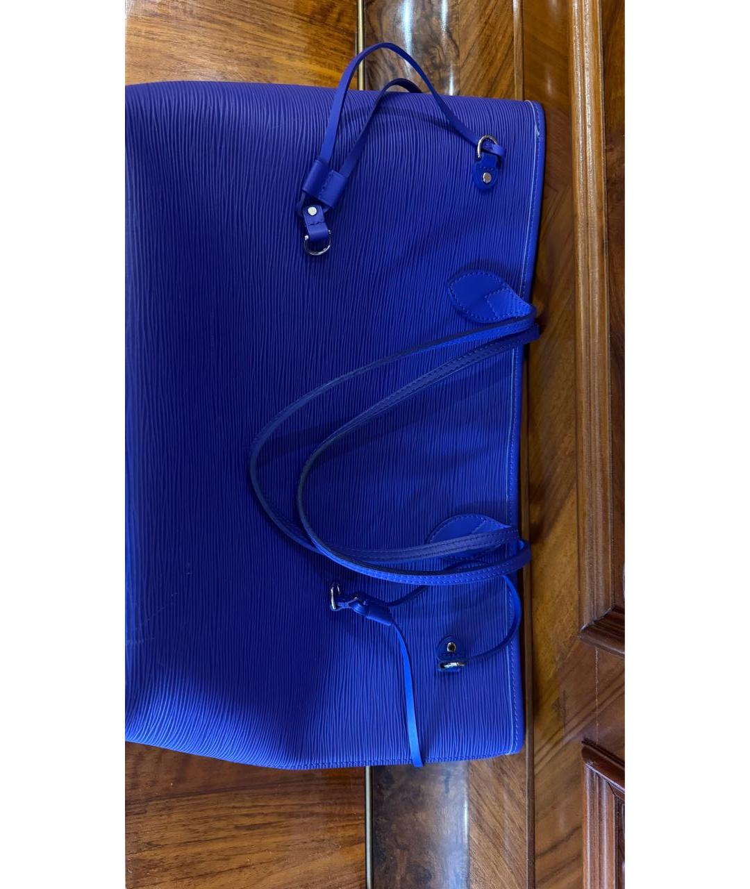 LOUIS VUITTON Синяя кожаная сумка тоут, фото 5