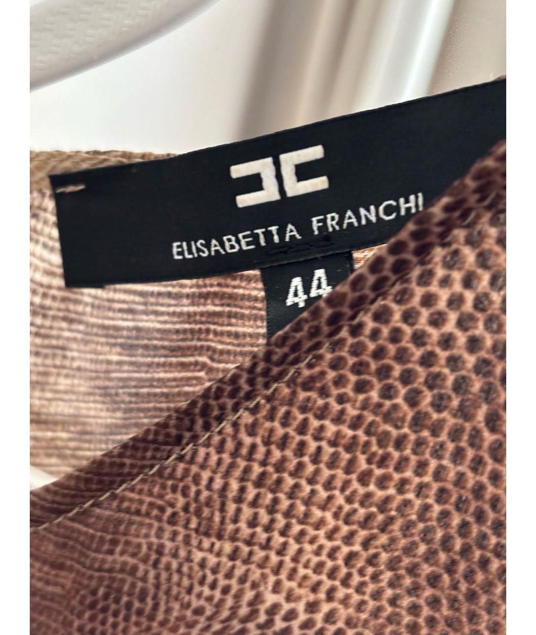 ELISABETTA FRANCHI Бежевое шелковое коктейльное платье, фото 3