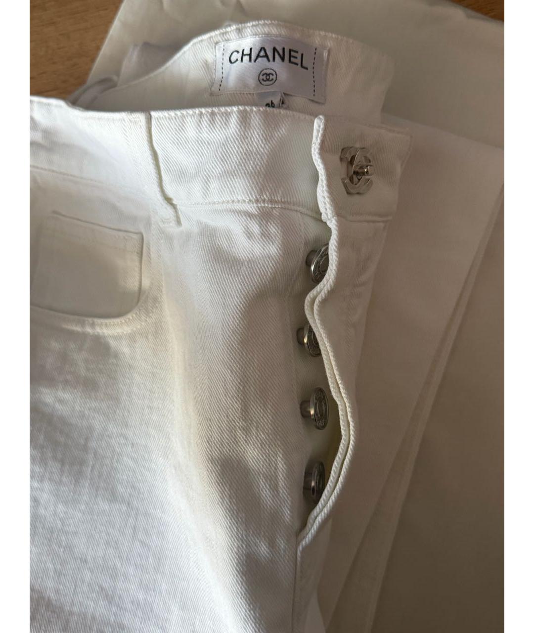 CHANEL Белые хлопковые прямые джинсы, фото 4