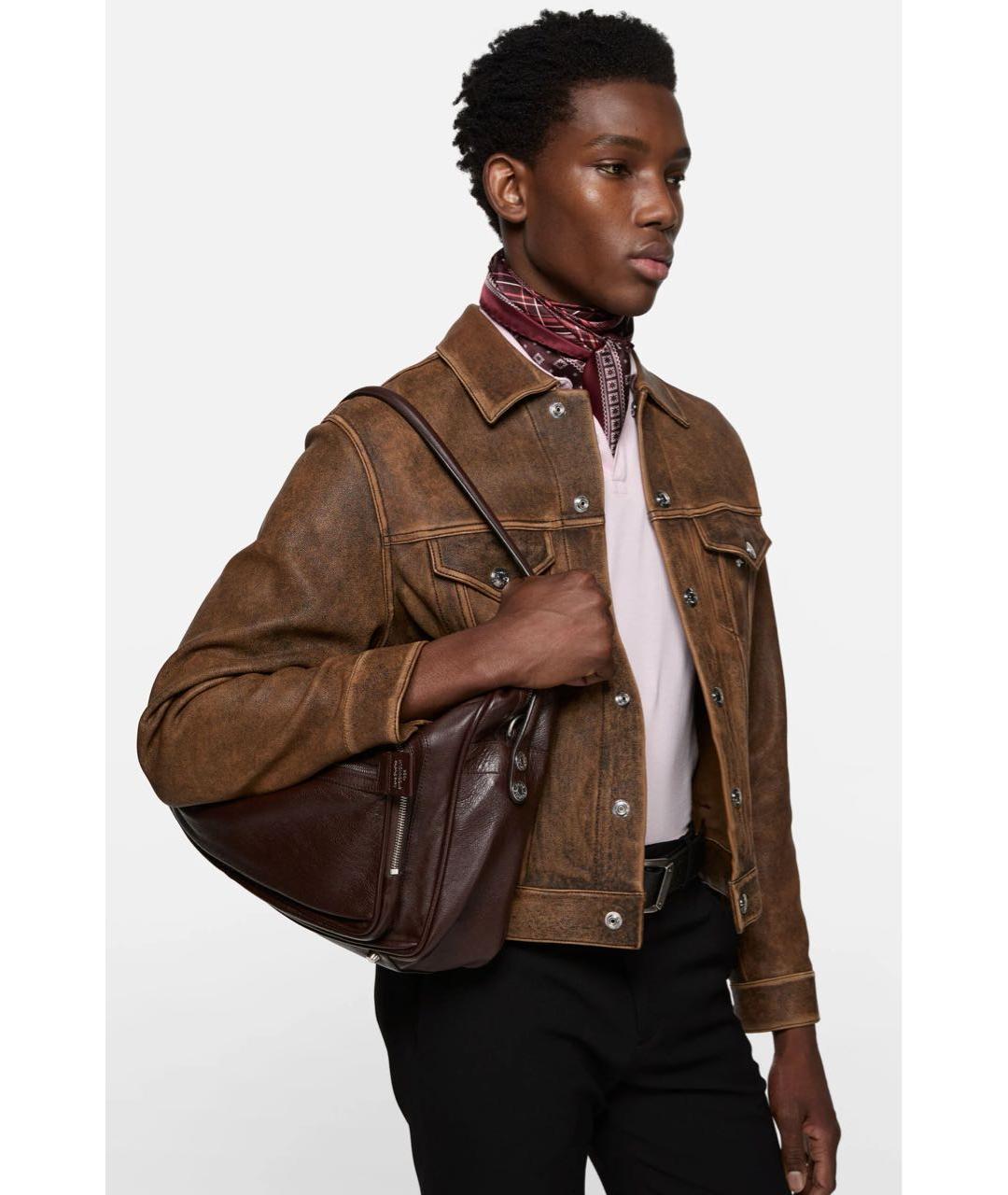 ACNE STUDIOS Коричневая кожаная сумка тоут, фото 7