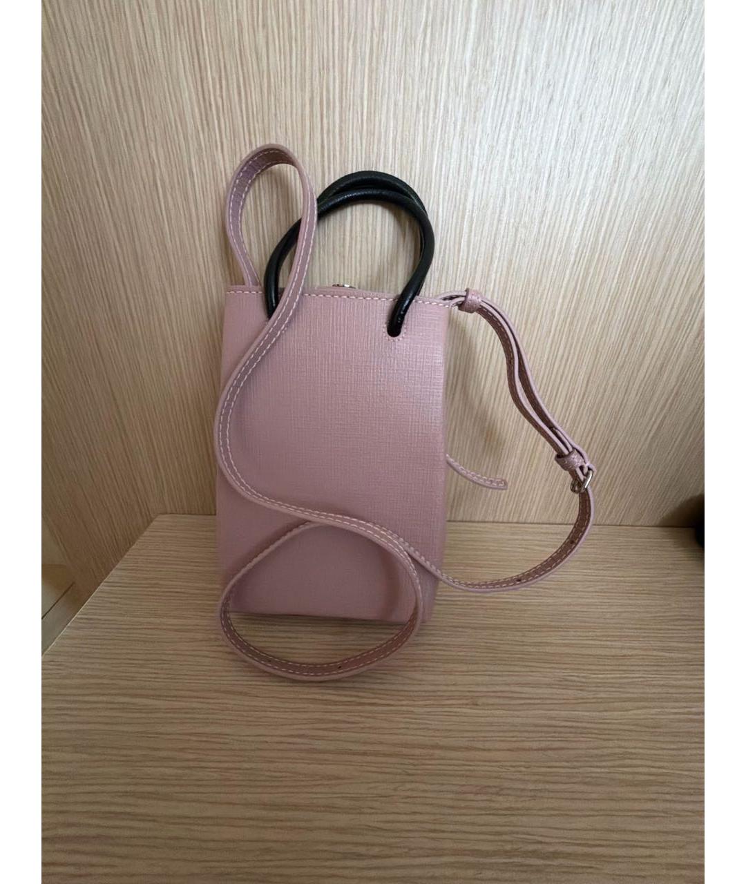 BALENCIAGA Розовая кожаная поясная сумка, фото 3