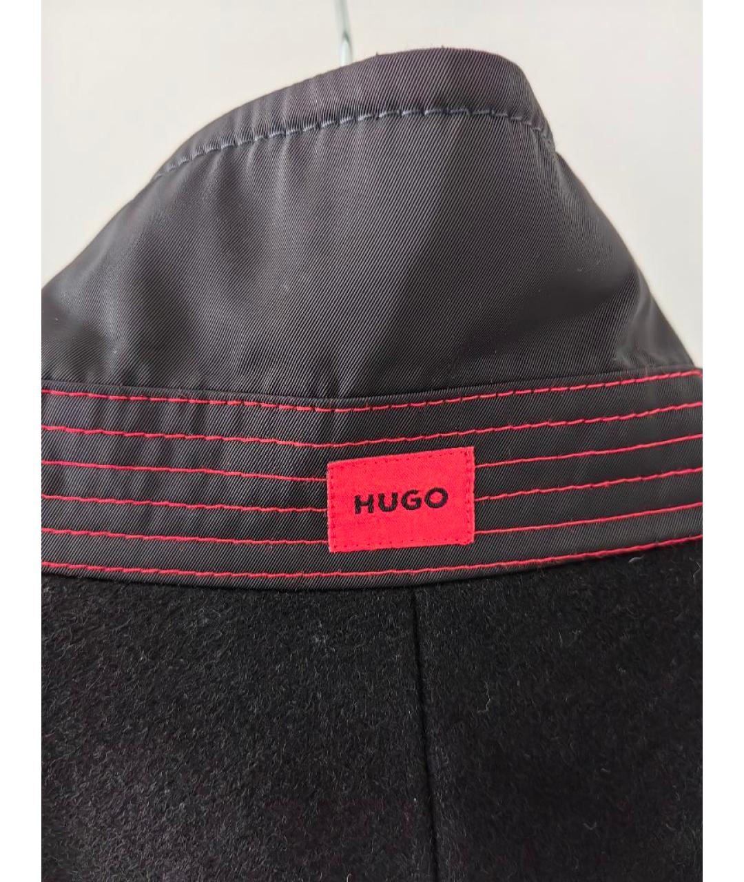 HUGO BOSS Черное шерстяное пальто, фото 3