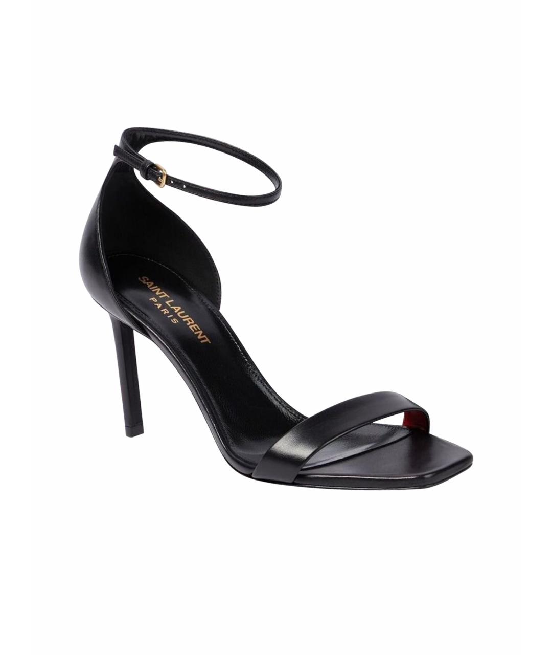 SAINT LAURENT Черные кожаные босоножки, фото 8