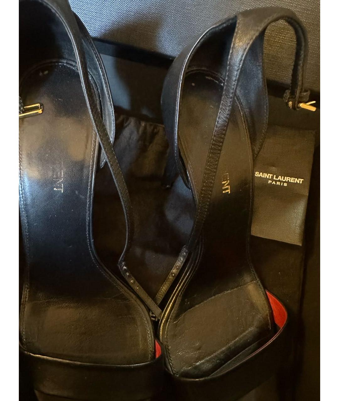 SAINT LAURENT Черные кожаные босоножки, фото 3