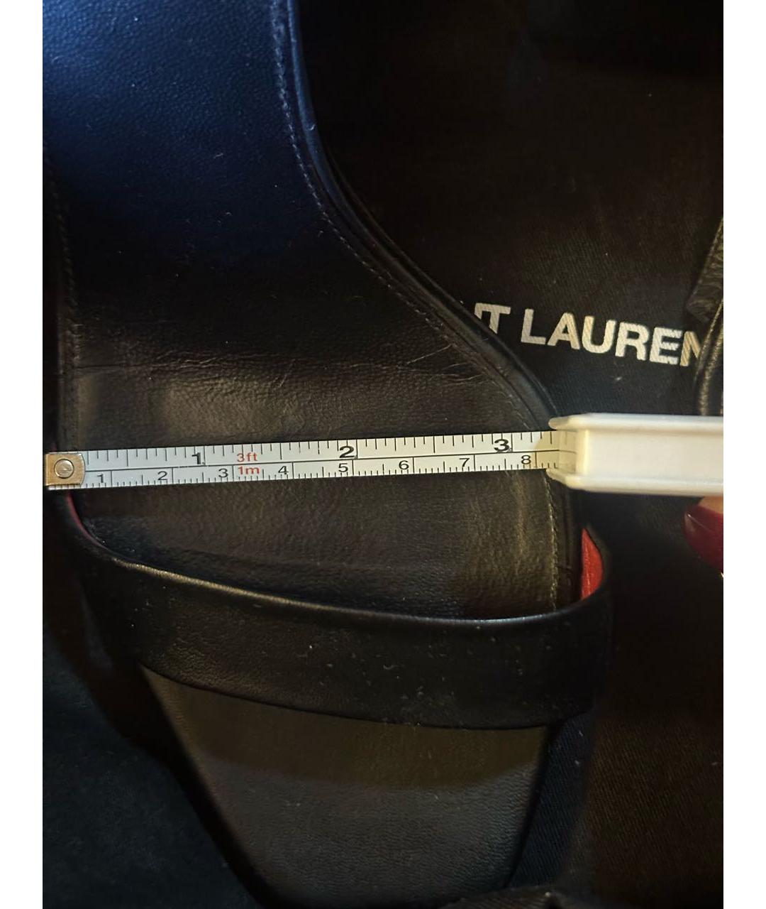 SAINT LAURENT Черные кожаные босоножки, фото 6