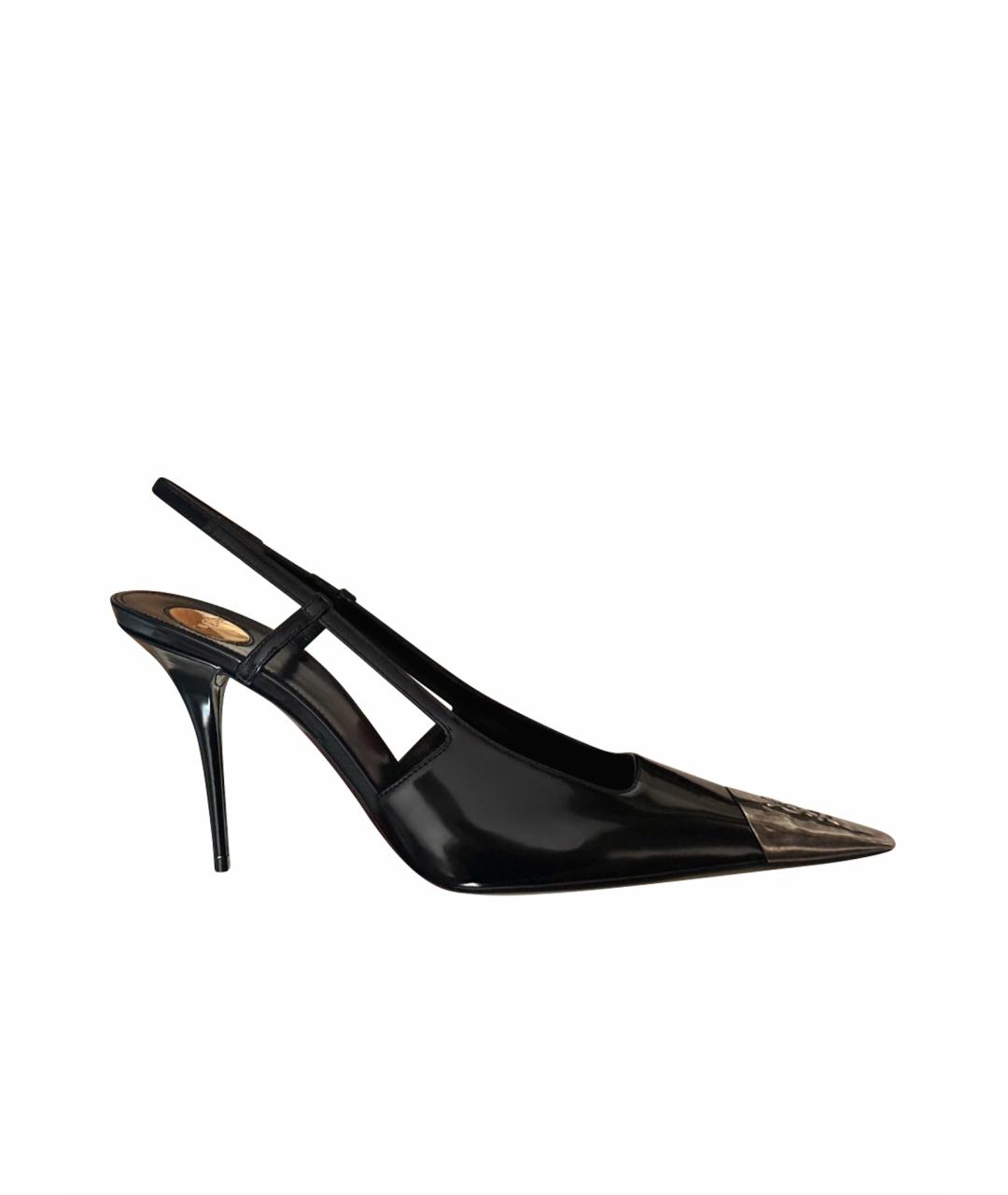 SAINT LAURENT Черные кожаные босоножки, фото 1