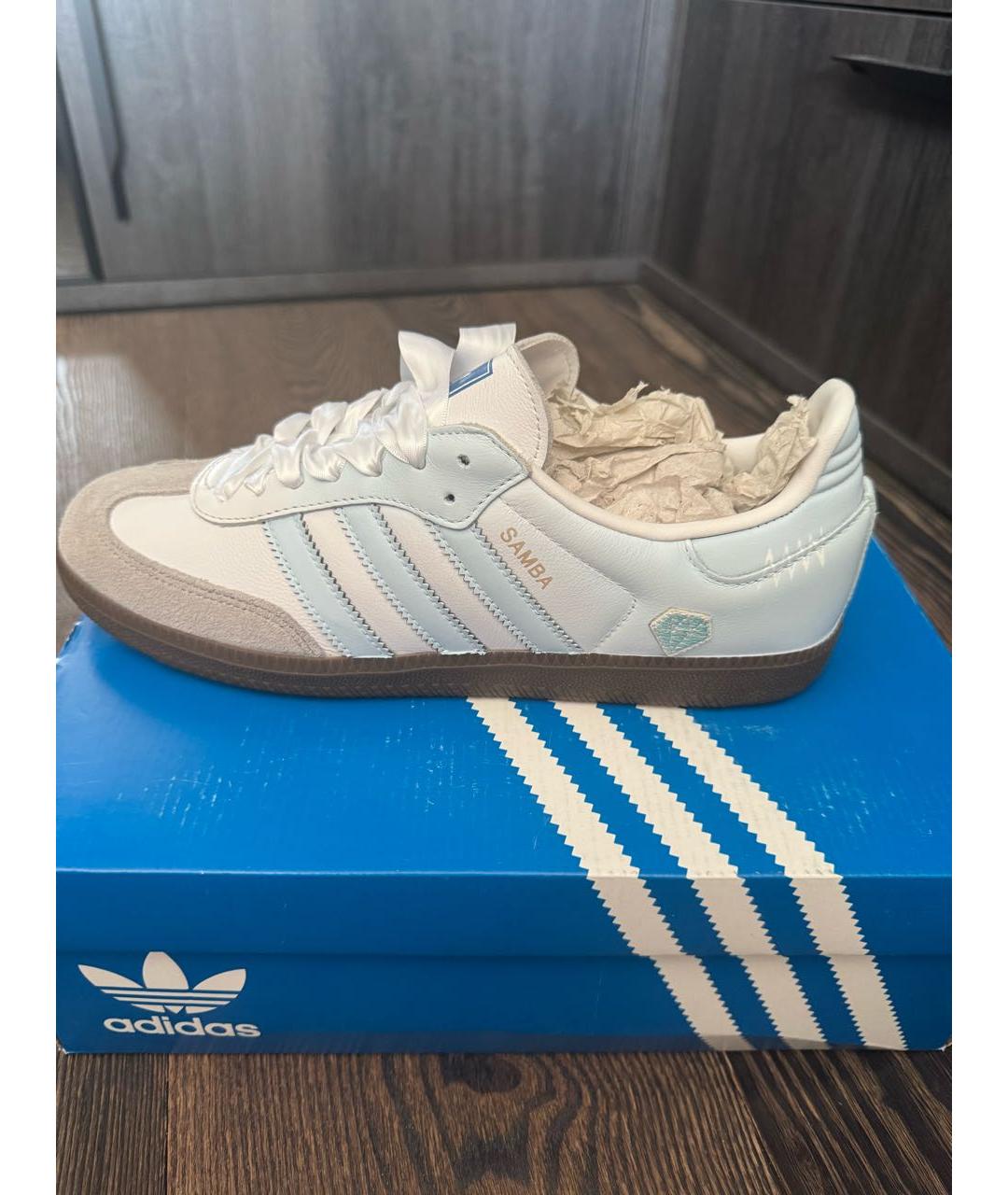 ADIDAS Бирюзовые кожаные кеды, фото 5
