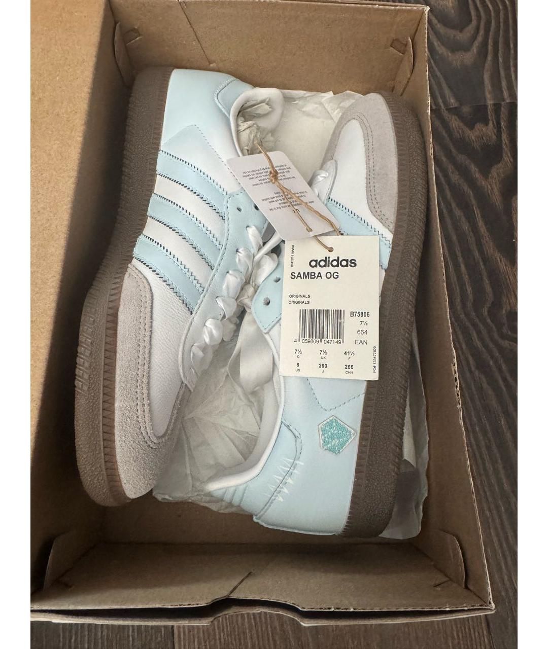 ADIDAS Бирюзовые кожаные кеды, фото 4