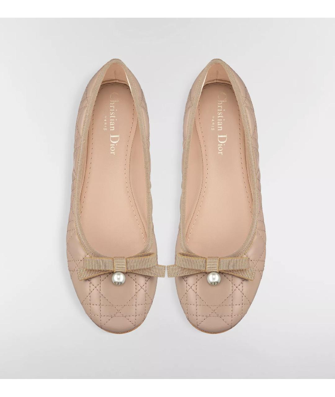 CHRISTIAN DIOR Бежевые кожаные балетки, фото 3