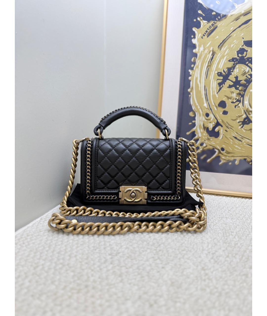 CHANEL Черная кожаная сумка через плечо, фото 10