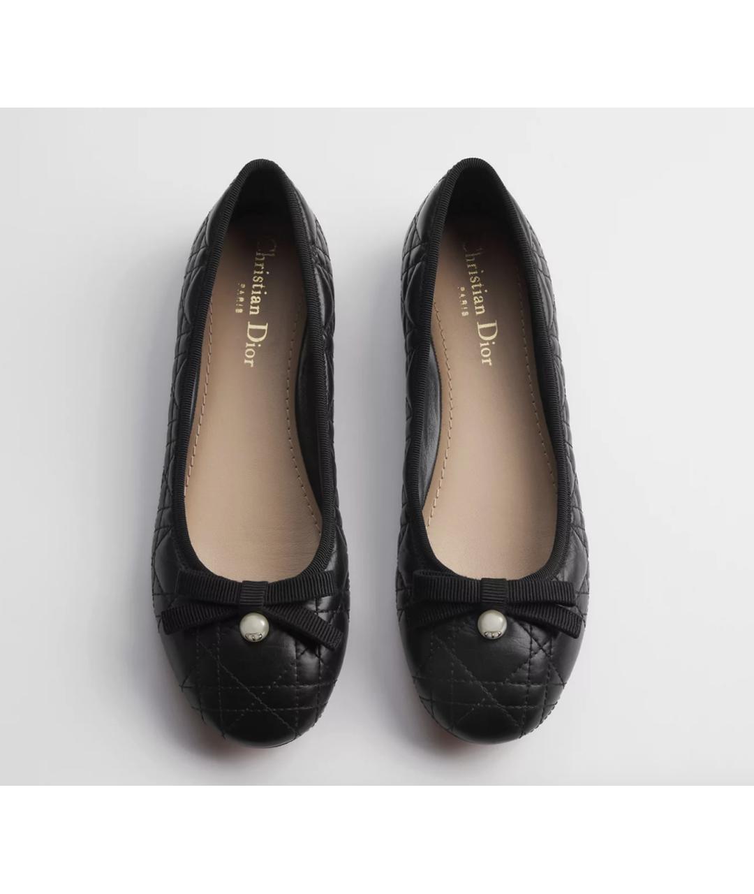 CHRISTIAN DIOR Черные кожаные балетки, фото 3