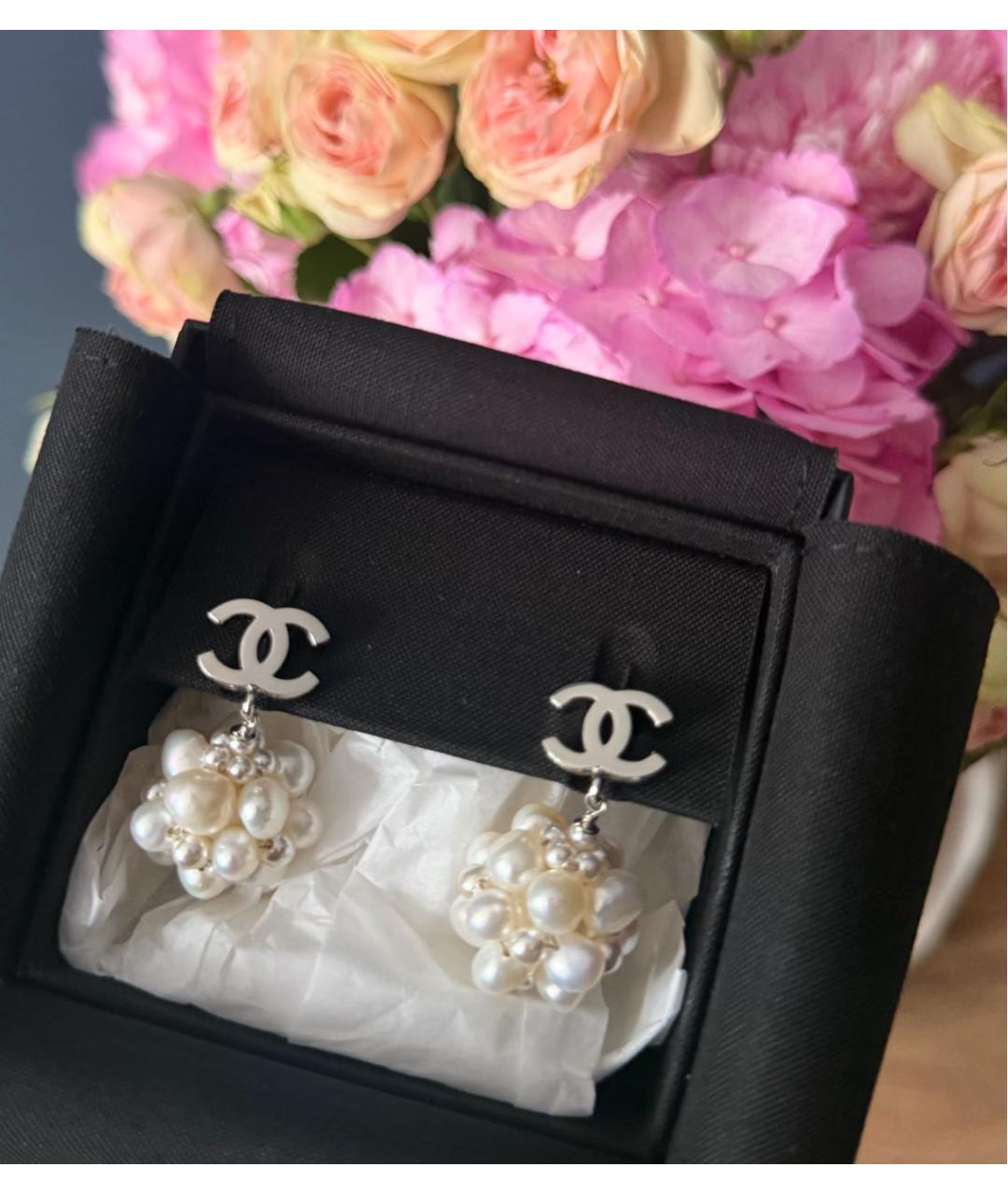 CHANEL Серебряные жемчужные серьги, фото 5