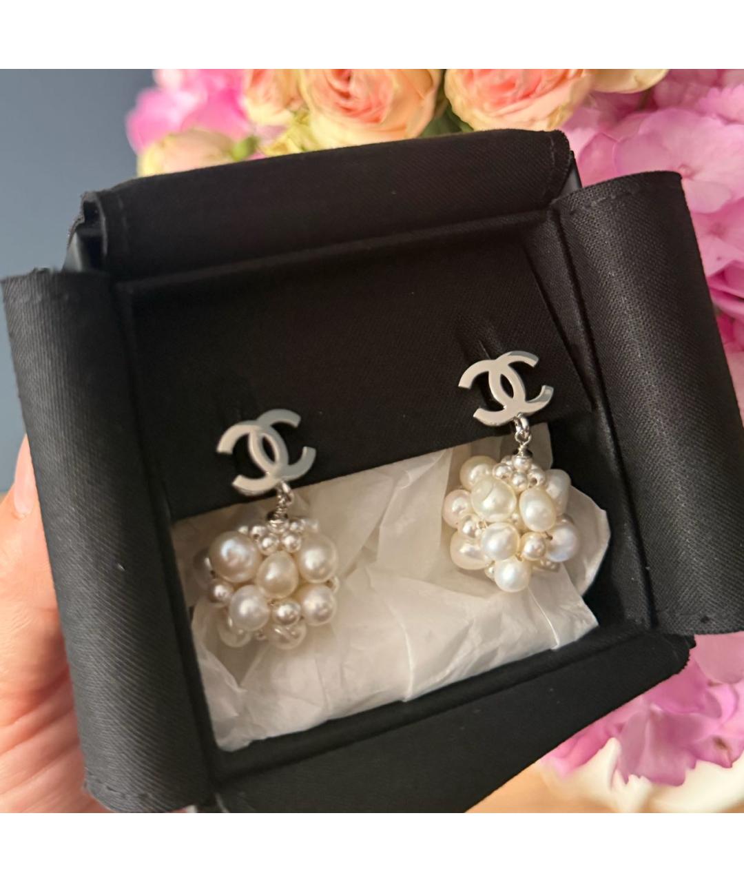 CHANEL Серебряные жемчужные серьги, фото 2