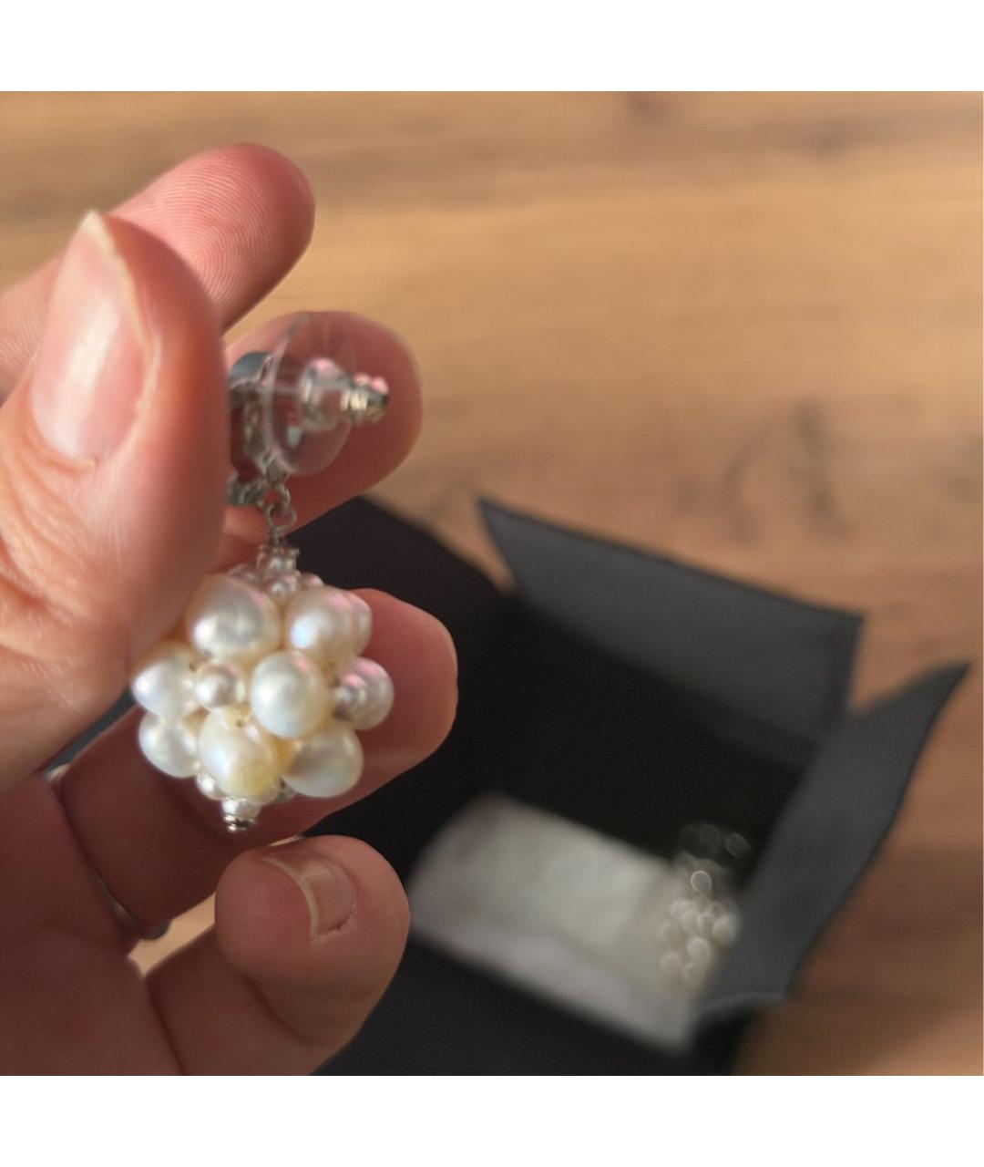 CHANEL Серебряные жемчужные серьги, фото 3