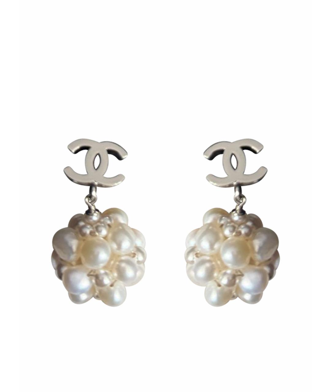 CHANEL Серебряные жемчужные серьги, фото 1