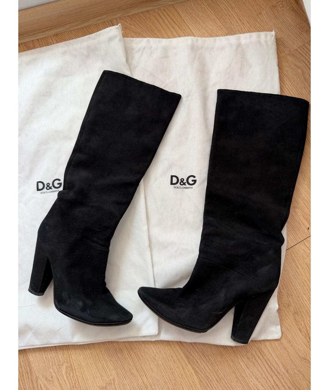 DOLCE&GABBANA Черные замшевые сапоги, фото 5