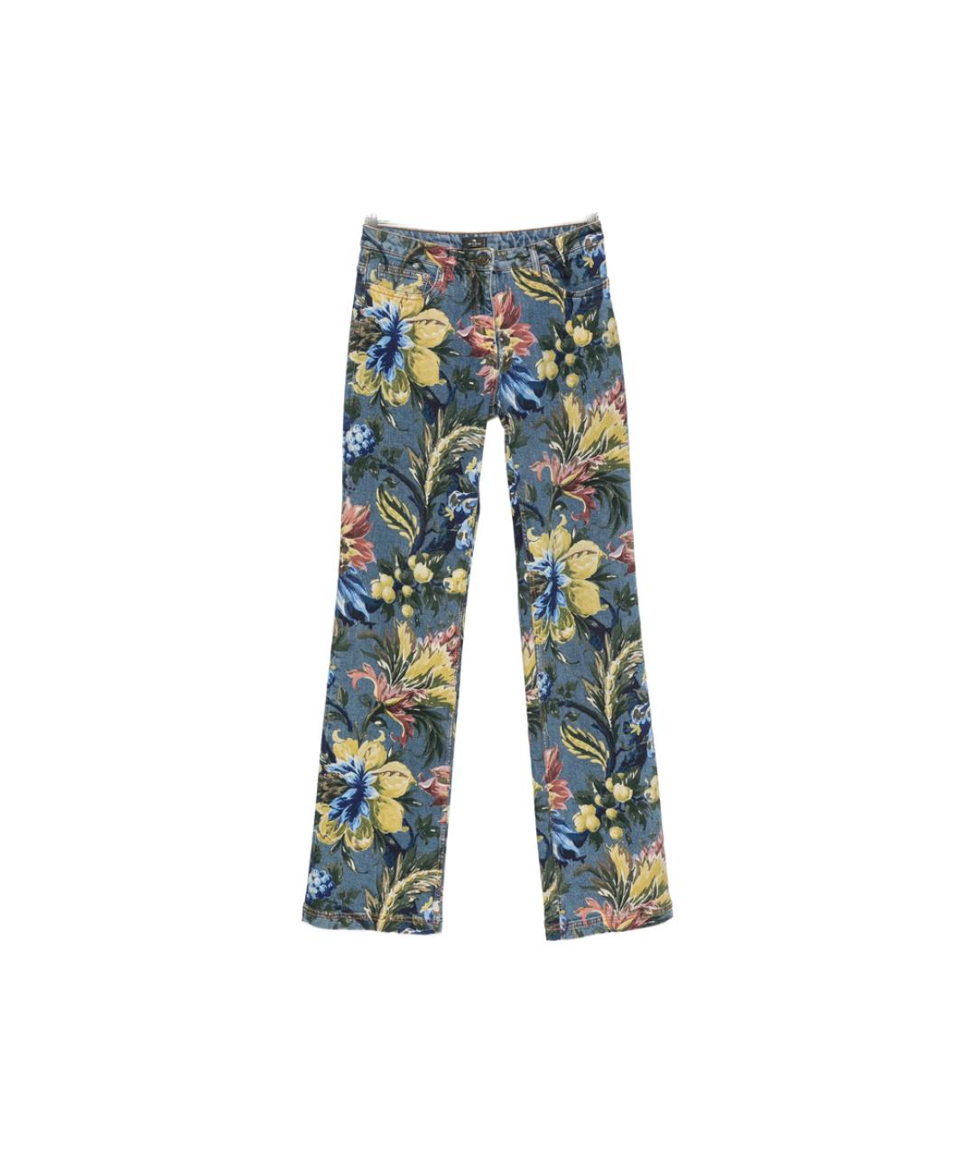 ETRO Синие хлопко-эластановые прямые джинсы, фото 1