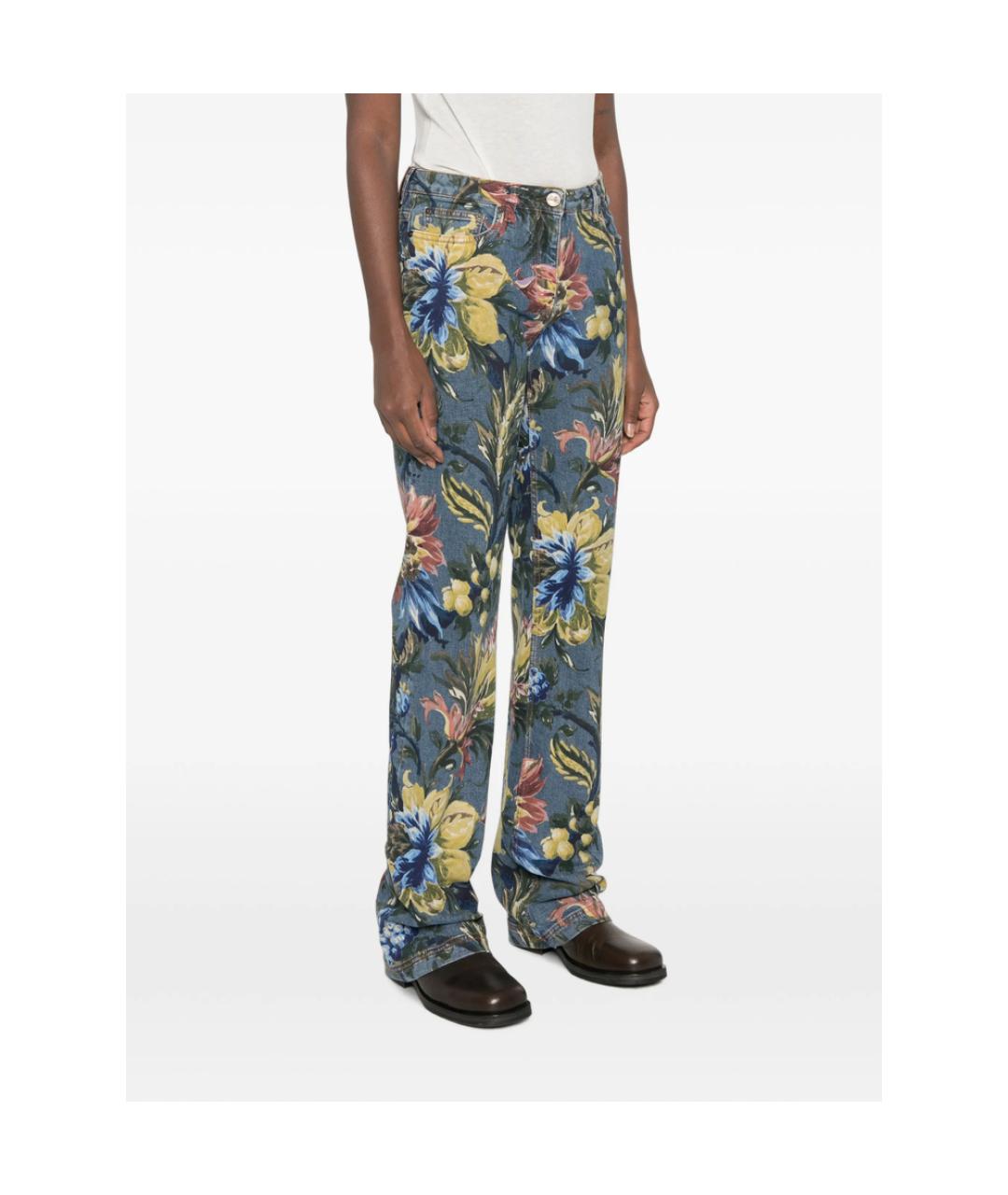 ETRO Синие хлопко-эластановые прямые джинсы, фото 2