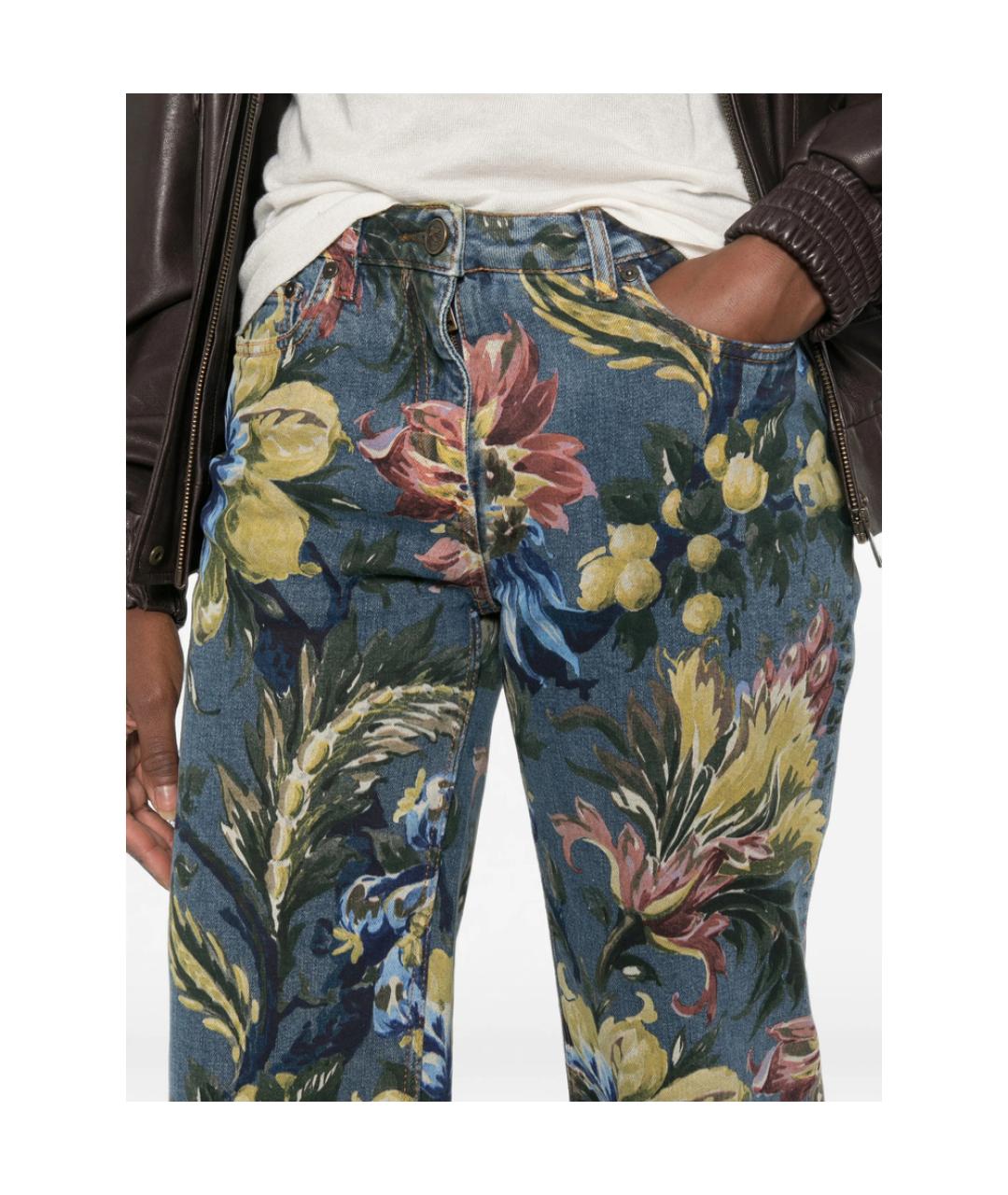 ETRO Синие хлопко-эластановые прямые джинсы, фото 5