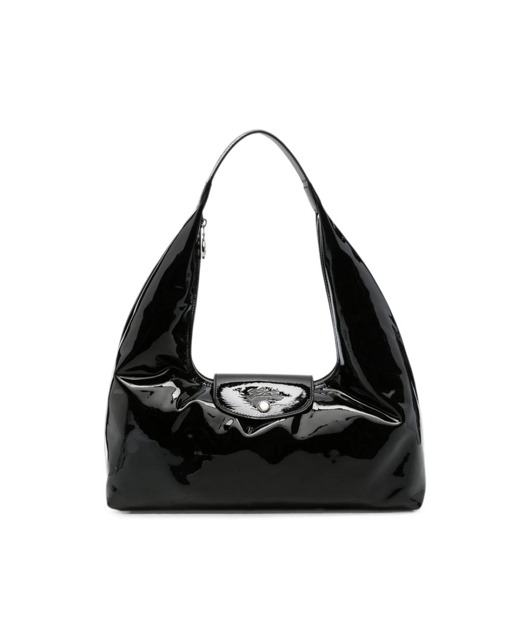 LONGCHAMP Черная сумка с короткими ручками из лакированной кожи, фото 1