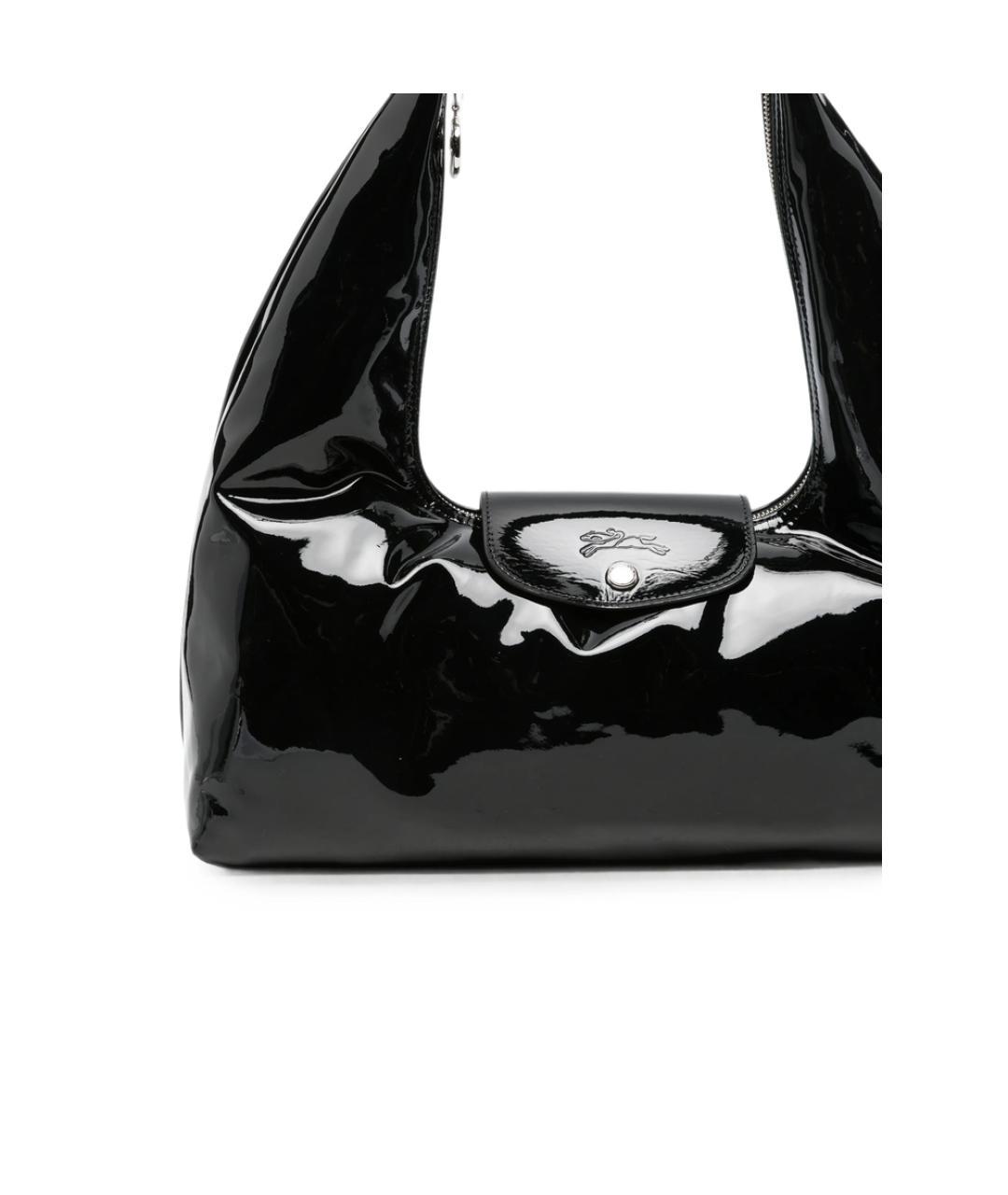 LONGCHAMP Черная сумка с короткими ручками из лакированной кожи, фото 2