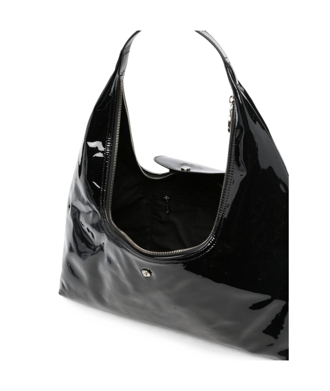 LONGCHAMP Черная сумка с короткими ручками из лакированной кожи, фото 5