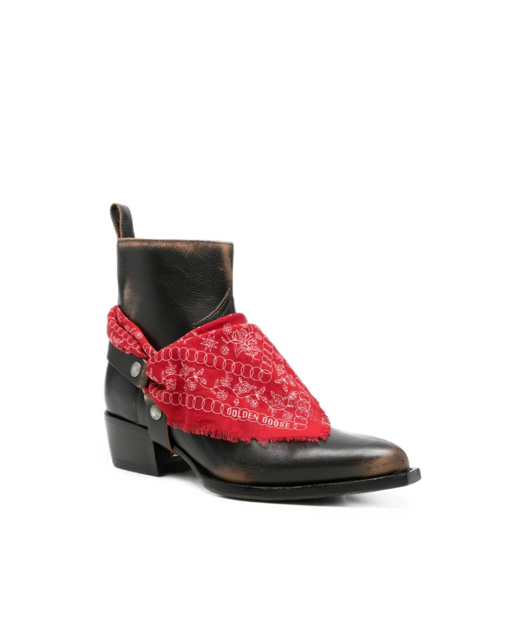 GOLDEN GOOSE Черные кожаные низкие ботинки, фото 2