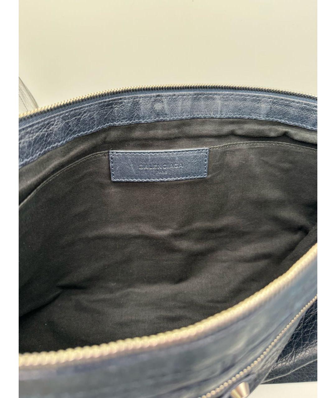 BALENCIAGA Темно-синяя кожаная барсетка, фото 6