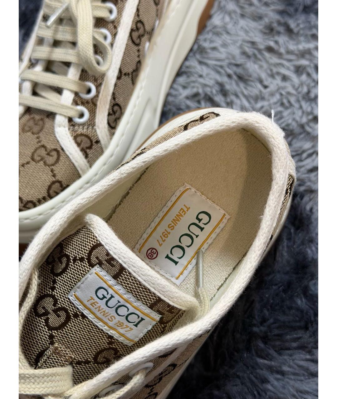 GUCCI Бежевые текстильные кеды, фото 4