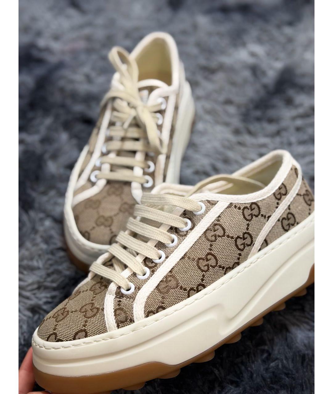 GUCCI Бежевые текстильные кеды, фото 2