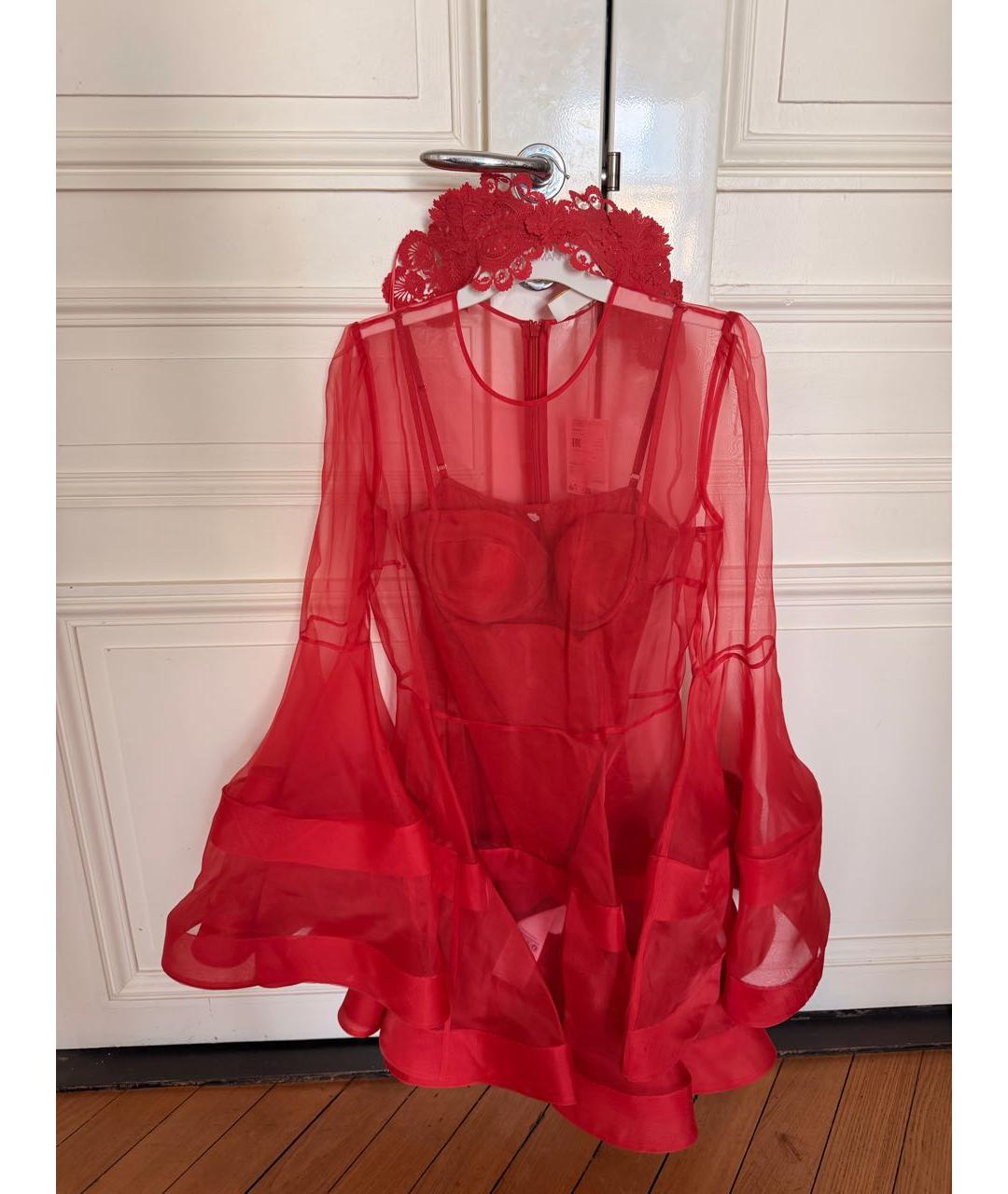 ZIMMERMANN Красное шелковое коктейльное платье, фото 5