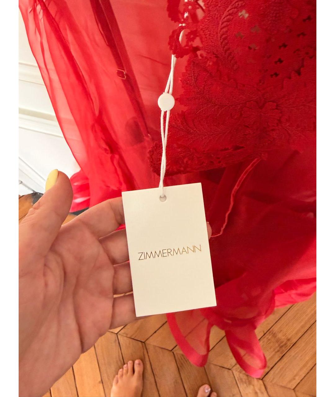 ZIMMERMANN Красное шелковое коктейльное платье, фото 4