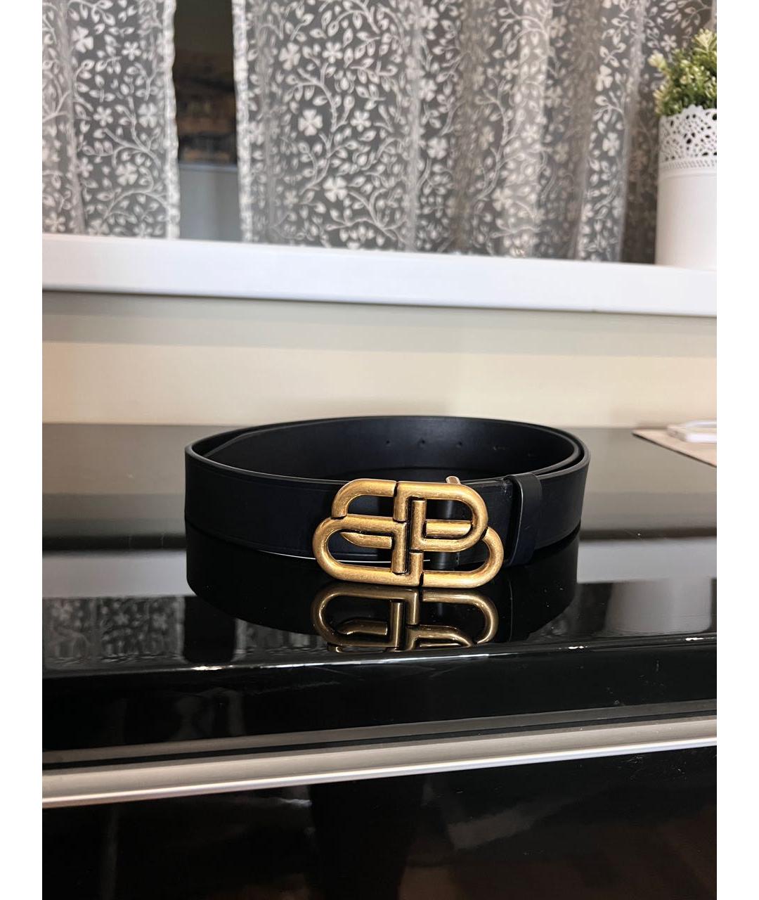 BALENCIAGA Черный кожаный ремень, фото 4