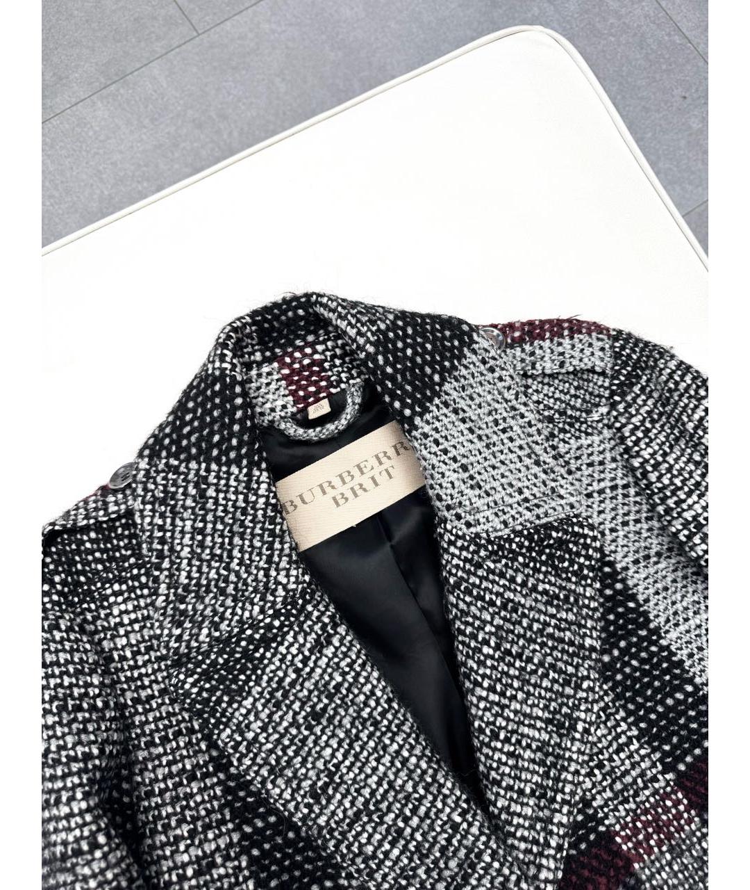BURBERRY Серое шерстяное пальто, фото 3
