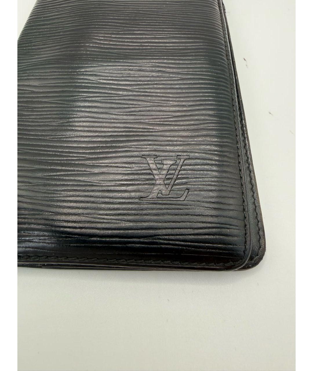 LOUIS VUITTON Черный кожаный кошелек, фото 2