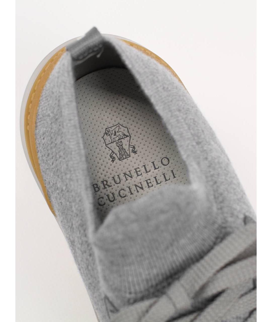 BRUNELLO CUCINELLI Серые текстильные низкие кроссовки / кеды, фото 3