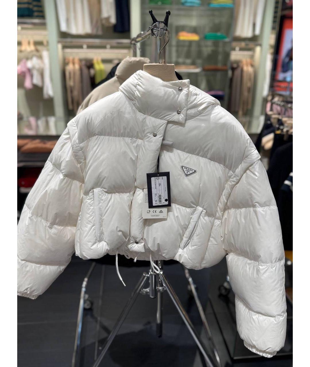PRADA Белый нейлоновый пуховик, фото 6