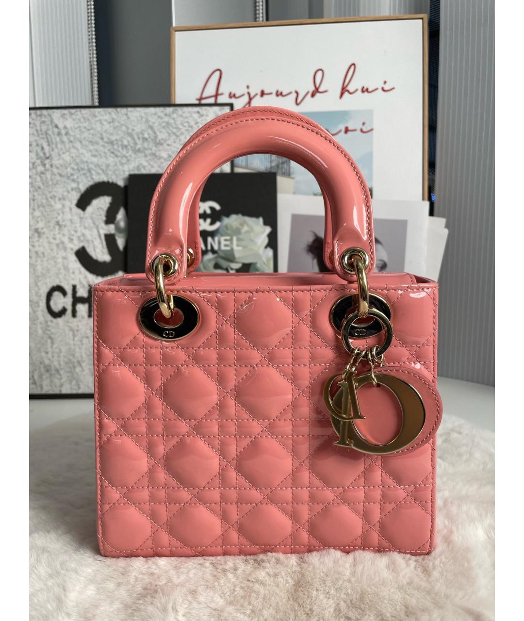 CHRISTIAN DIOR Розовая сумка тоут из лакированной кожи, фото 9