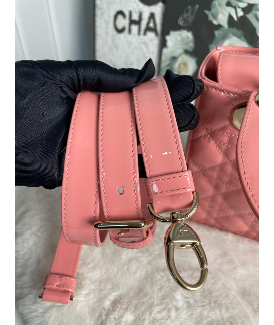 CHRISTIAN DIOR Розовая сумка тоут из лакированной кожи, фото 6