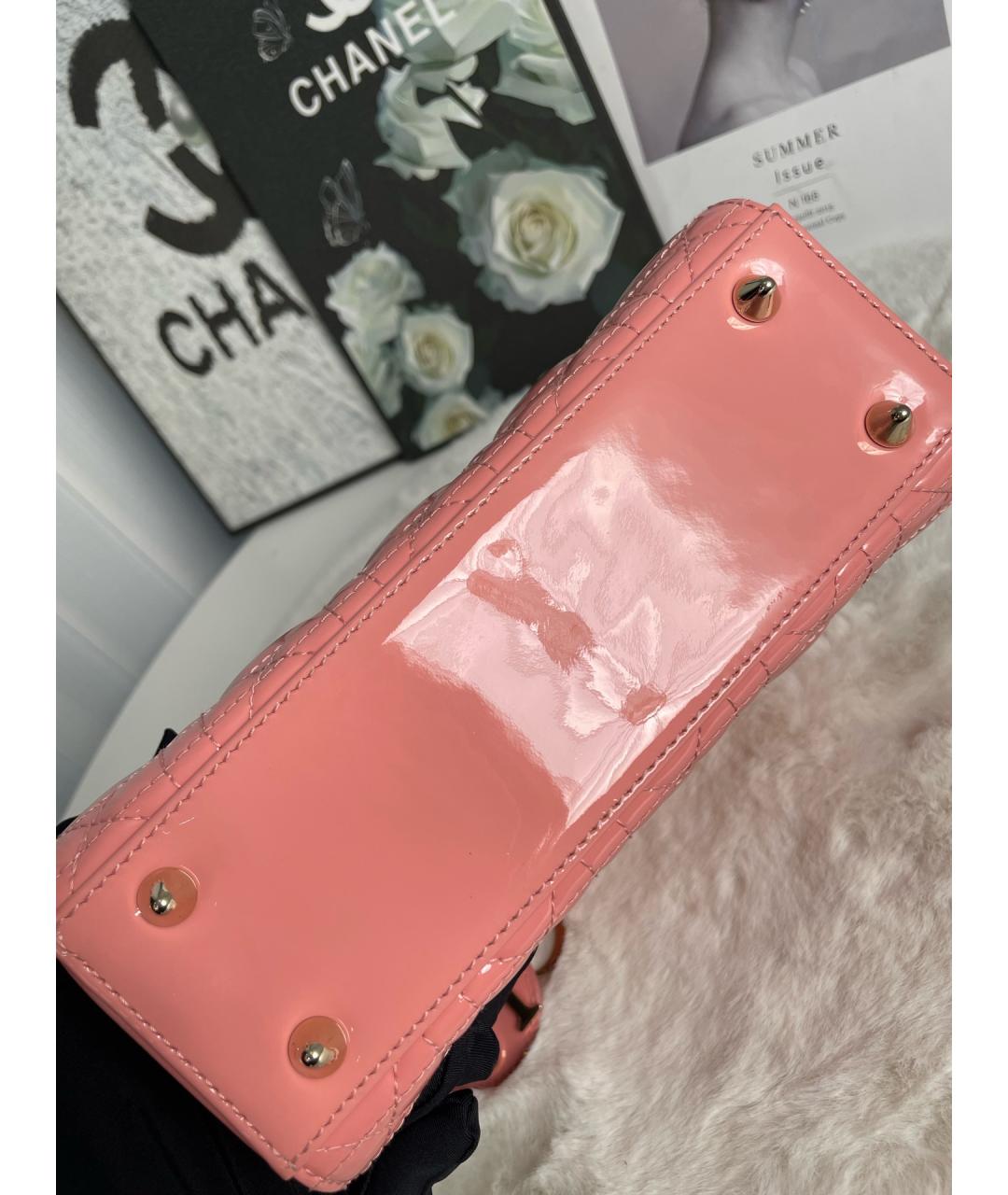 CHRISTIAN DIOR Розовая сумка тоут из лакированной кожи, фото 4