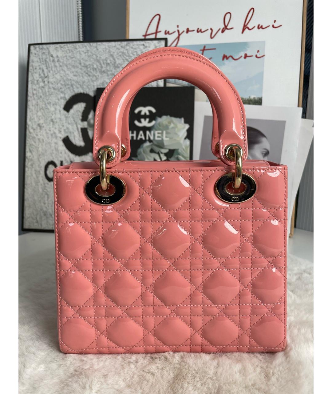CHRISTIAN DIOR Розовая сумка тоут из лакированной кожи, фото 2