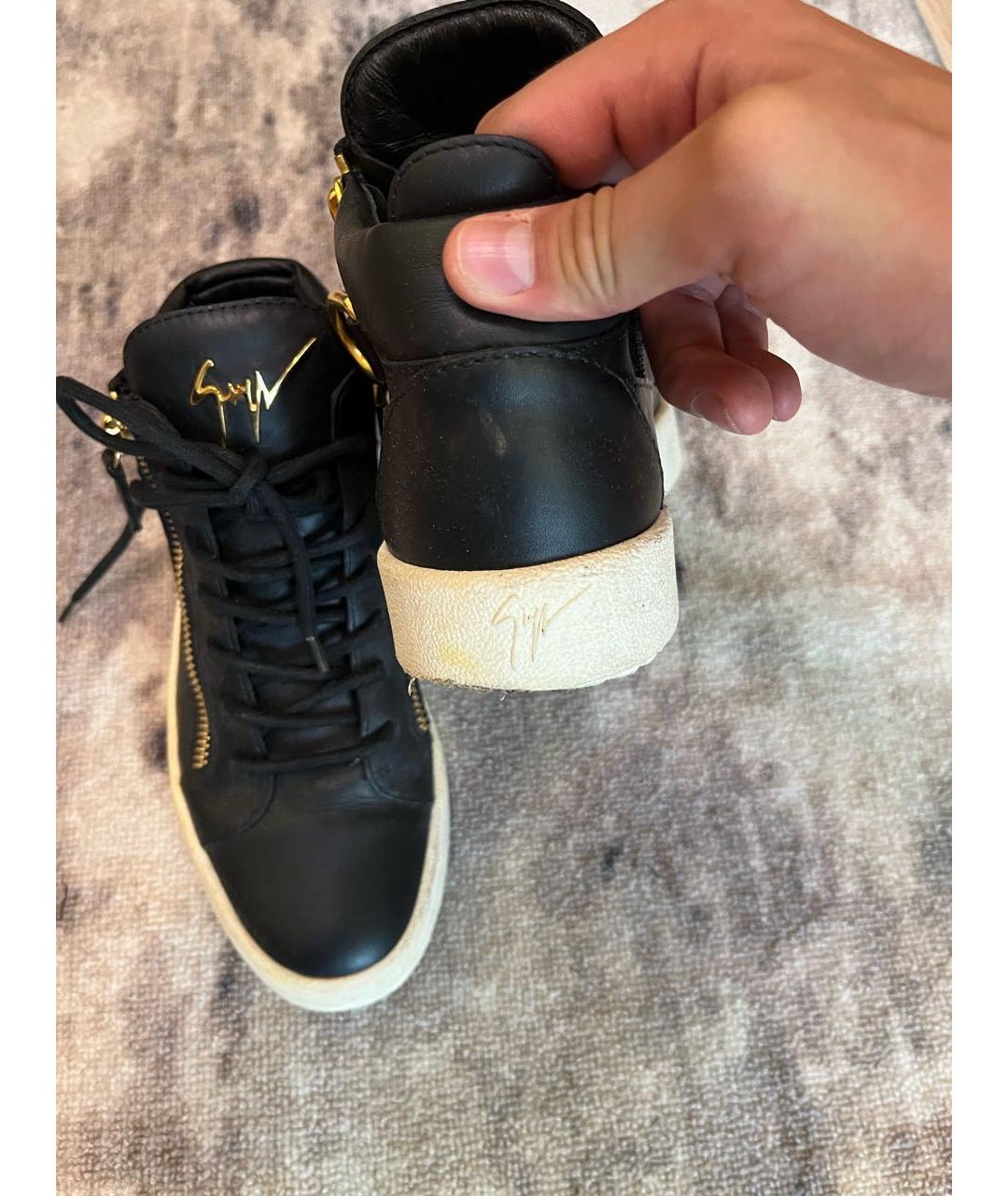 GIUSEPPE ZANOTTI DESIGN Черные высокие кроссовки / кеды из искусственной кожи, фото 4