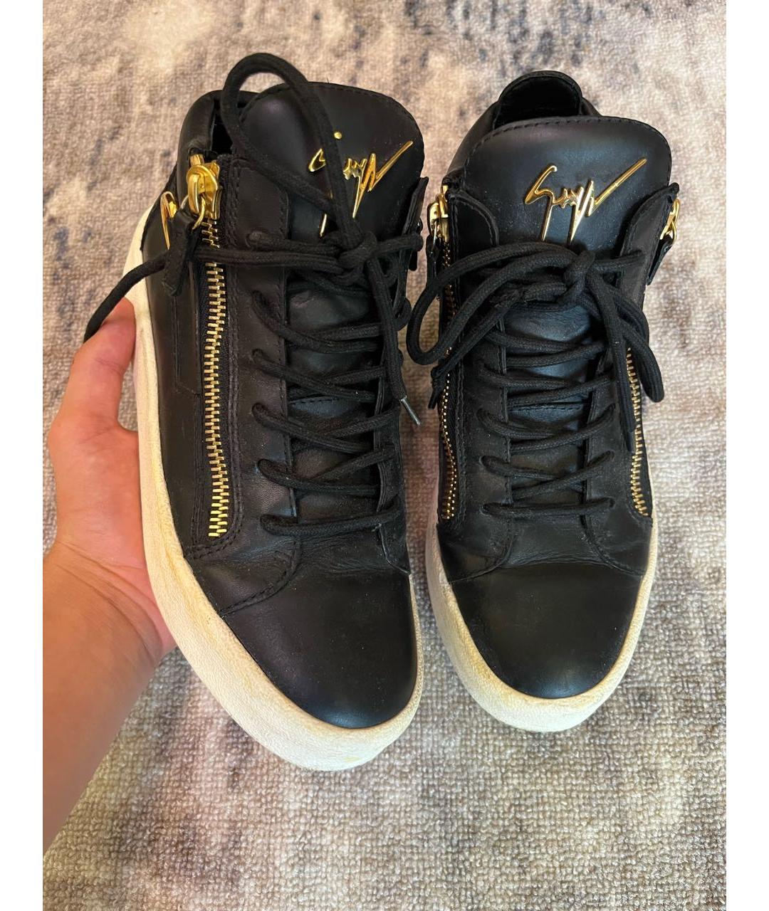 GIUSEPPE ZANOTTI DESIGN Черные высокие кроссовки / кеды из искусственной кожи, фото 9