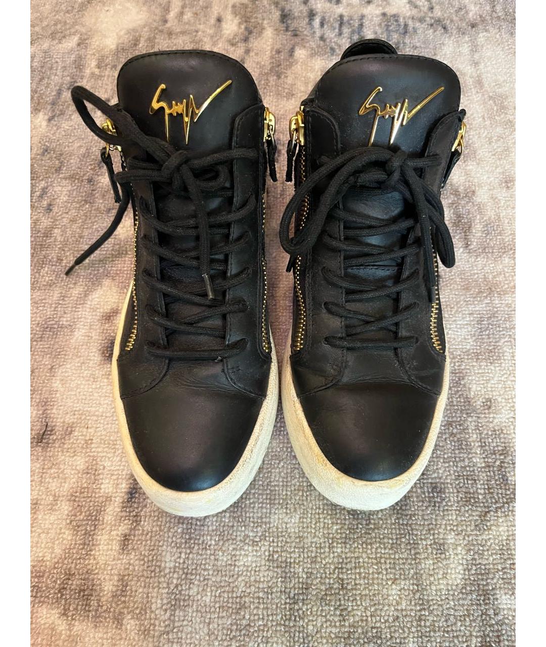 GIUSEPPE ZANOTTI DESIGN Черные высокие кроссовки / кеды из искусственной кожи, фото 3