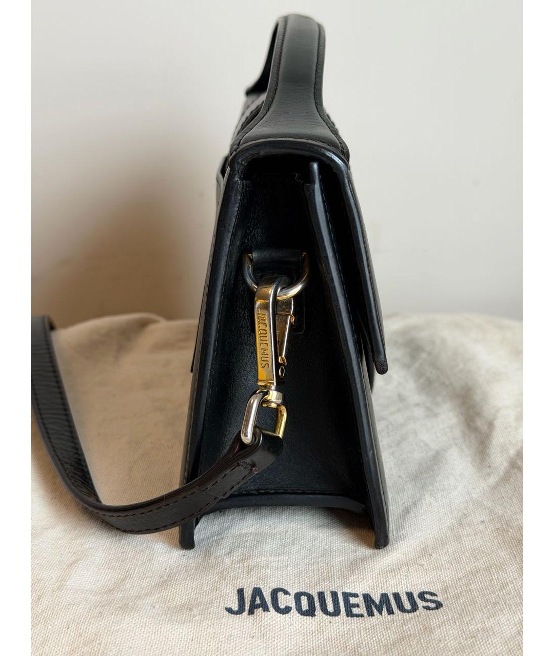 JACQUEMUS Черная кожаная сумка через плечо, фото 2
