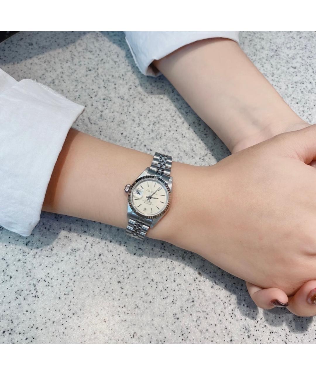 ROLEX Белые металлические часы, фото 6