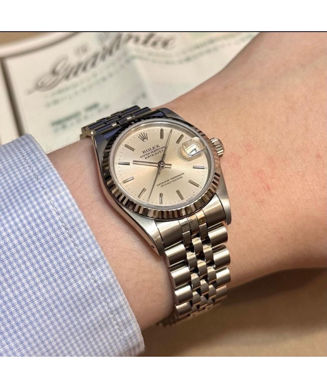 ROLEX Белые металлические часы, фото 4